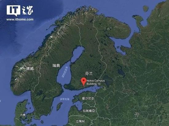 ▲诺基亚芬兰总部的地理位置