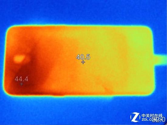 背面最高温度为44.4度