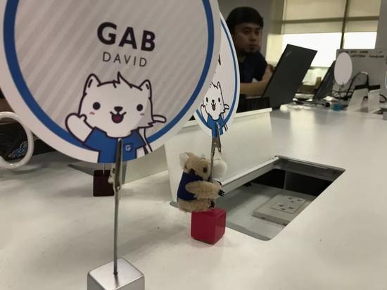 GCash（Mynt公司）办公室一角，图案是该电子钱包的吉祥物