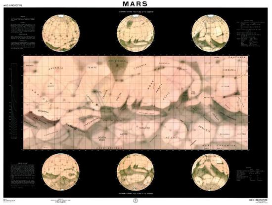 1962年美国空军为水手4号飞掠提前绘制的火星地图，虽然当时科学家们已经用光谱仪基本排除了火星有水的可能，但这张地图上还是保留着一些“运河”残影，未来可期，希望“水手4号”能有意外发现。