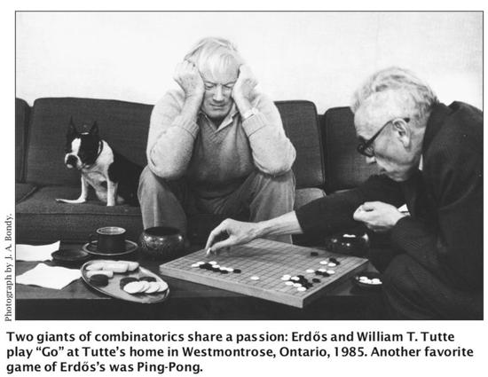 埃尔德什和英国著名密码学家威廉·托马斯·塔特玩围棋。埃尔德什的另一个爱好是乒乓。