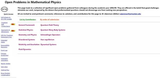 “数学物理开放问题”的网站。其中，本文的量子霍尔电导问题已经被贴上“SOLVED！”的标签。