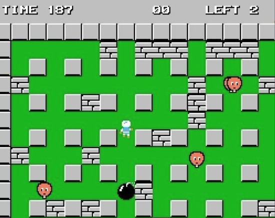 红白机《炸弹人》游戏界面，《泡泡堂》在玩法上显然模仿了这款游戏，但玩法很难被视为知识版权。｜图来源网络