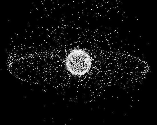 计算机生成的太空碎片图像 图片来源：NASA