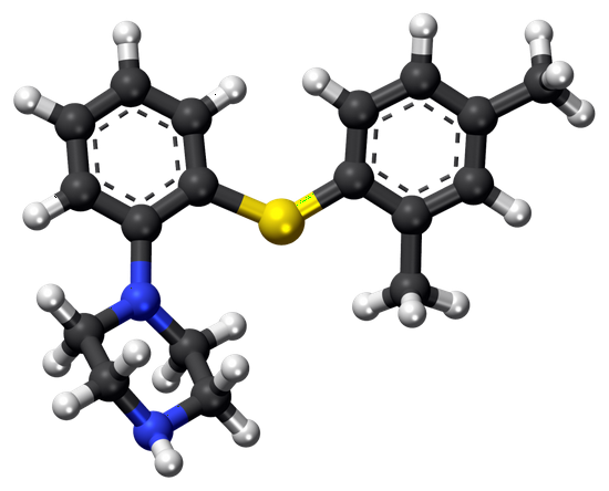 沃替西汀分子的球棒模型