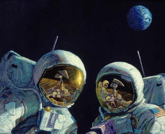 《兄弟，请带我回家》（Please Take Me Back Home， Guys）（1995） 采用了登月航天器勘测者3号（Surveyor III）的视角。