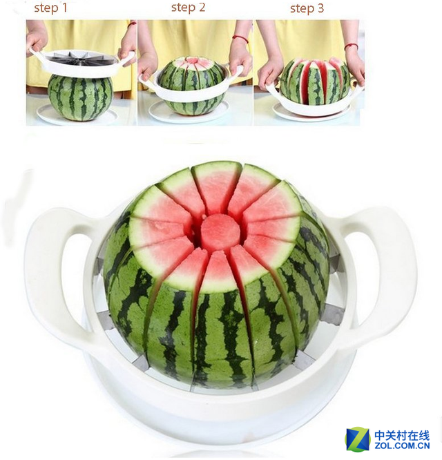 懒人必备 新式西瓜刀能一次自动切成块