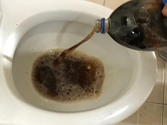 把可乐倒进马桶