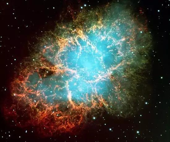 ○ 蟹状星云其实是一个超新星遗迹，那颗超新星曾在1054年被观测到。| 图片来源：ESO