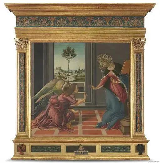 《圣母领报》。上：1489-90年，桑德罗·波提切利（Sandro Botticelli）