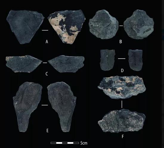 白石崖溶洞遗址发现的石制品。摄影：韩源源；版权：张东菊，兰州大学。