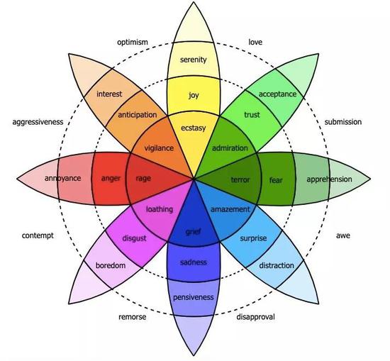 弗兰斯·德瓦尔在他的书(第85页)中参照上面这个列表作出了情绪的如下