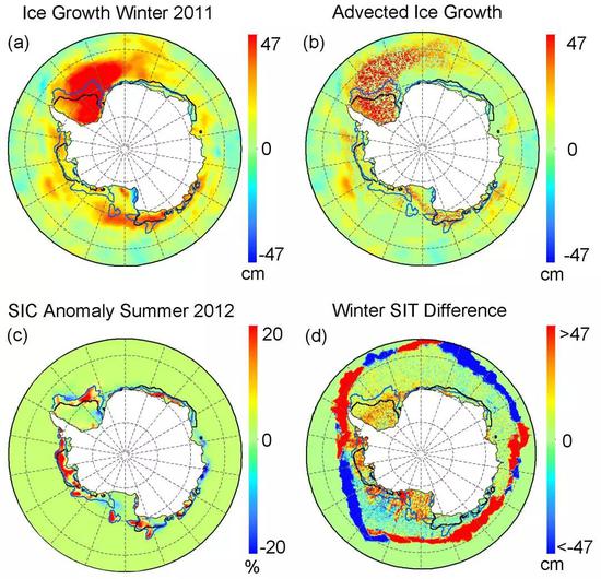南极海冰异常分布图（图片来源：Yunhe Wang， 2019，JGR-Atmospheres）