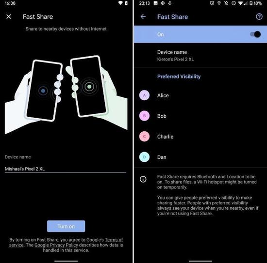Google will push the Fast Share app: share files quickly