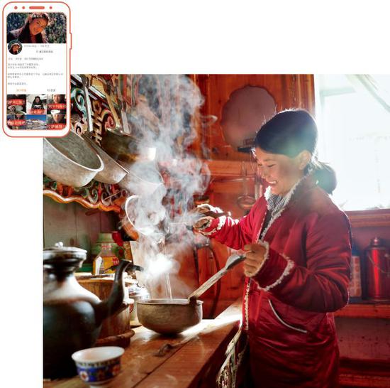迷藏卓玛,被称作藏区跑酷er,她曾翻越海拔4000米的平地探求松茸、虫草,在快手,用双手经营藏夷易近的幸福。摄影:周裕隆