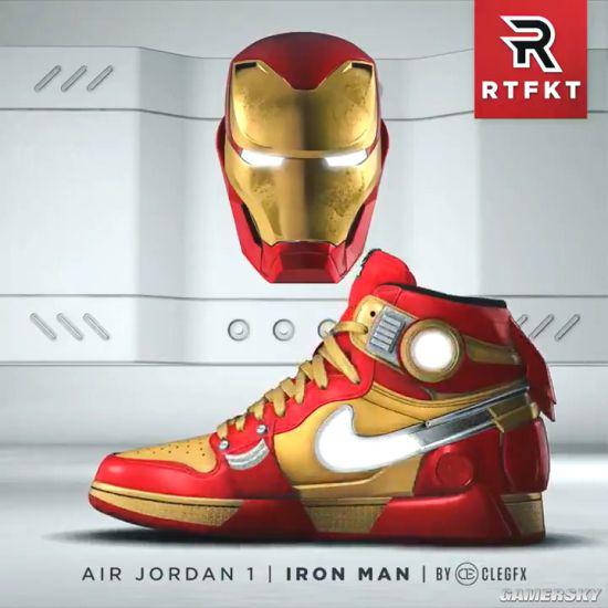 自制钢铁侠主题aj1红金配色亮灯超炫酷