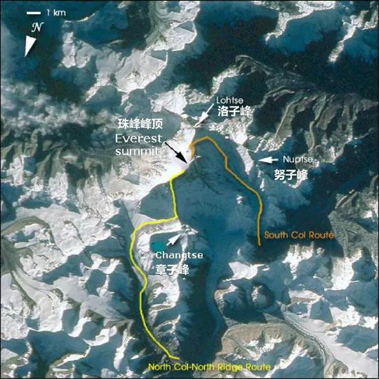 珠峰与其他山峰的相对位置