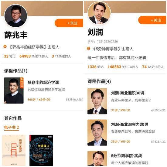 高额的名师版权成本。图片来源：得到App