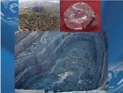 图10  正在开采金刚石的俄罗斯西伯利亚雅库梯地区的撞击坑