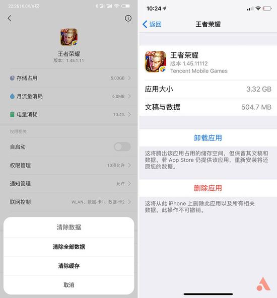 ▲ Android 和 iOS 都有类似的清理方法。