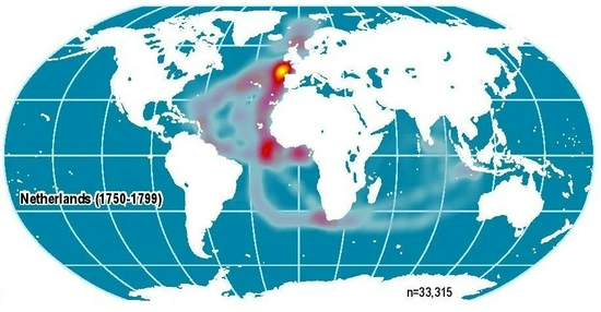 18世纪下半叶荷兰航海日志记录过的地方