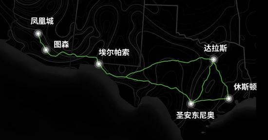 图森未来在美国的商业化试运营网络（图源：图森未来）