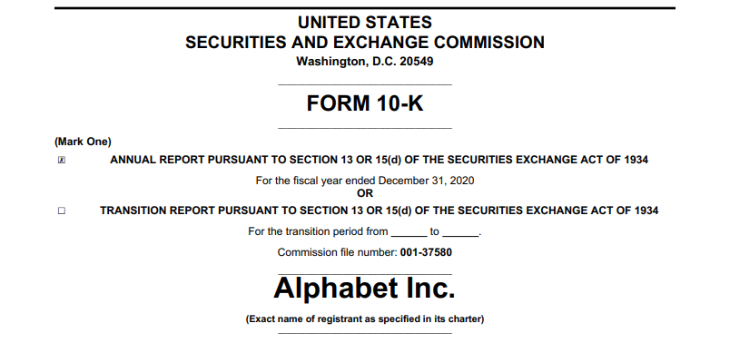 △ 谷歌2020财年10-K报告（全文链接附后）