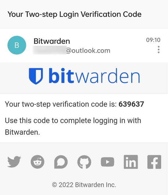 ▲Bitwarden开启邮箱验证码‘双重验证’