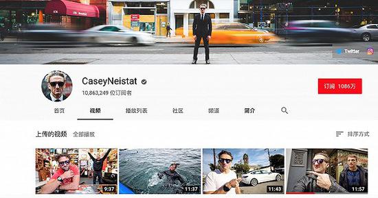 Casey的YouTube页面