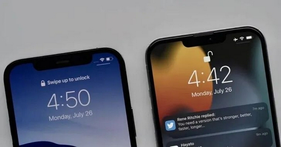 Comparison of bangs between iPhone 13 and iPhone 12