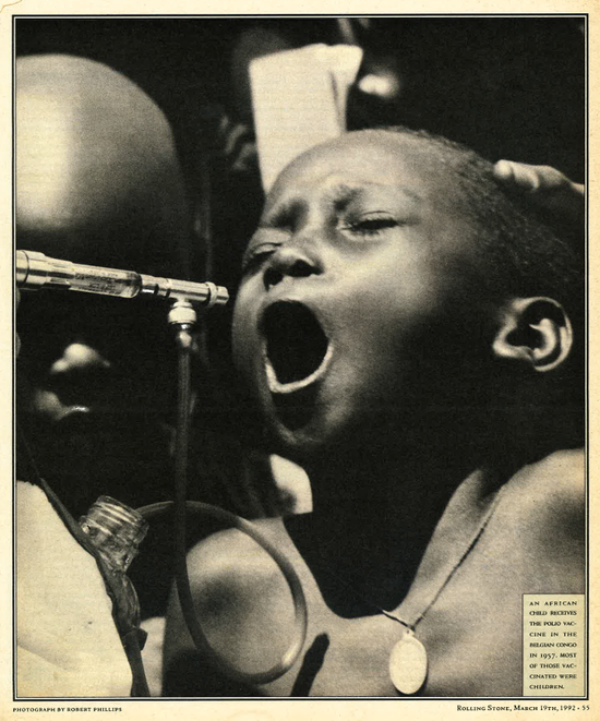 一名非洲儿童正在接种OPV | Curtis， 1992； Photograph by Robert Phillips