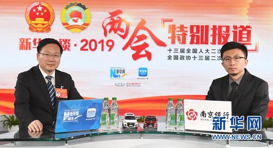 3月8日,全國政協委員、中國聯通研究院院長張云勇做客新華網2019全國兩會特別報道。新華網 李相博 攝
