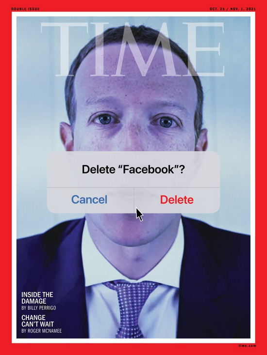 扎克伯格以诡异的形象登上 《时代周刊》的封面。