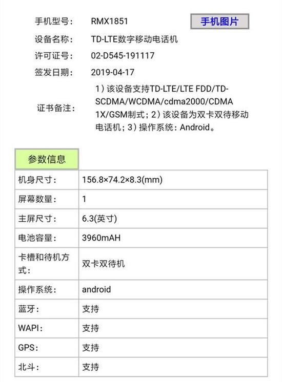 realme RMX1851参数