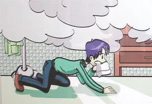 濕毛巾捂住口鼻（圖源：北方網(wǎng)）