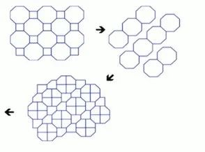 阿基米德地砖四等分后，可以形成第1类凸五边形。图片来源：Doris Schattschneider