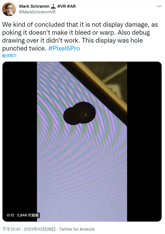 部分谷歌Pixel 6/Pro出现屏幕问题：闪烁绿屏、多出一个挖孔