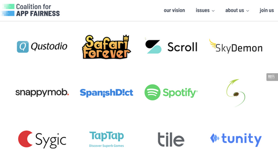 部分“应用程序公平联盟”成员