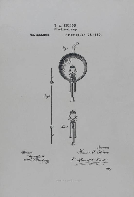爱迪生所绘制的灯泡设计草图 图/wikipedia