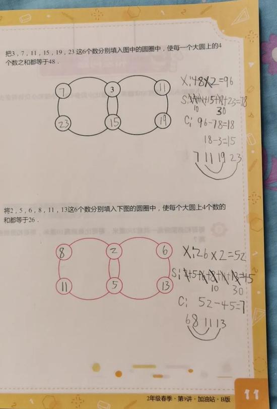 学而思二年级练习题。网友供图