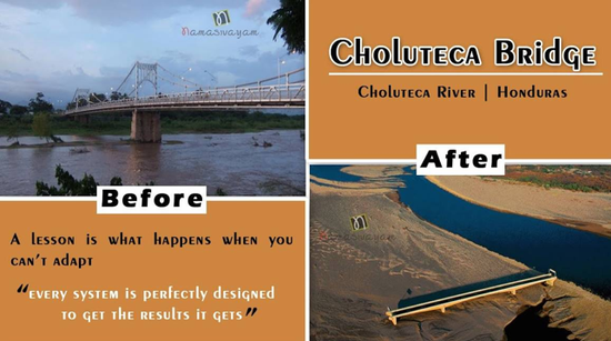 网上流传的图，说是河流逃走的前后对比，其实左边是老乔卢特卡桥，右边是新乔卢特卡桥丨jnewsvn.com