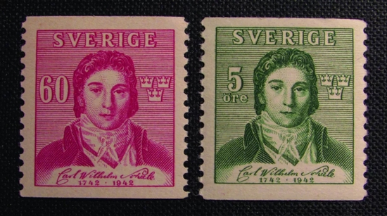 印着舍勒头像的瑞典邮票。图片来源：doi.org/10.1007/978-3-030-49194-9_3