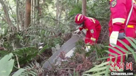 消防救援人员在山间搜救 （图片来源：中新网）