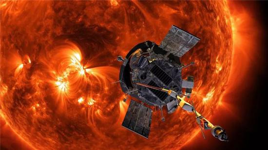 帕克号“触摸”太阳的假想图。来源：NASA