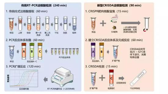 传统PCR技术与CRISDA检测技术对比（图片来源：研究团队）