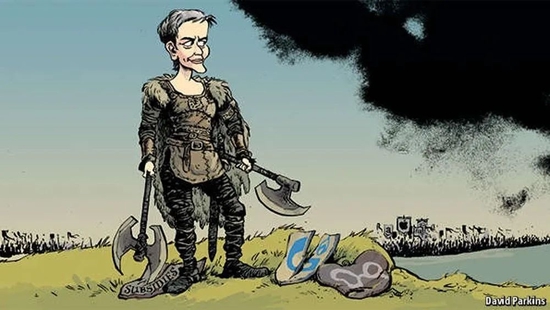欧盟反垄断主管玛格丽特·维斯塔格的漫画形象。