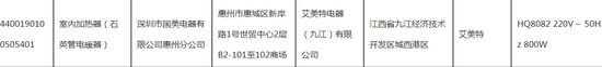 广东小家电抽检公示：艾美特电暖器被曝不合格