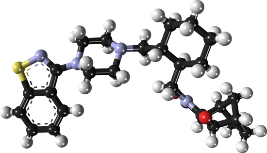 鲁拉西酮分子的球棒模型