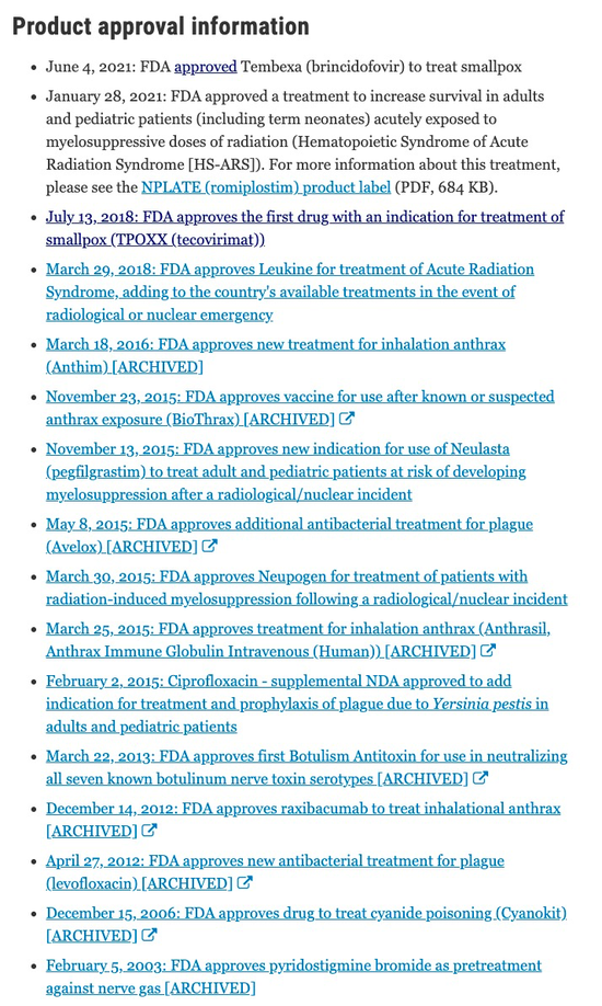 通过‘动物试验准则’获批的药物图源：FDA 官网截图