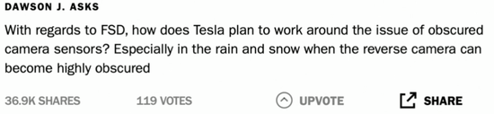 “对于FSD驾驶，特斯拉如何应对传感器遮挡问题？尤其是下雨或者下雪时候。”